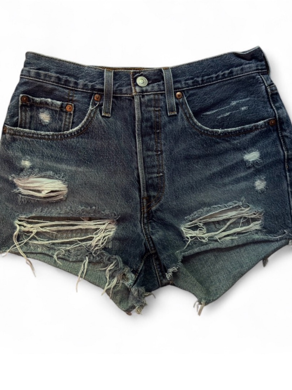 Levi's Distressed Cutoff Jean Shorts in Dark Indigo
